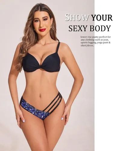Vista 6 de Avidlove Bragas sexy para mujer, paquete de bragas de malla bordadas con mariposa