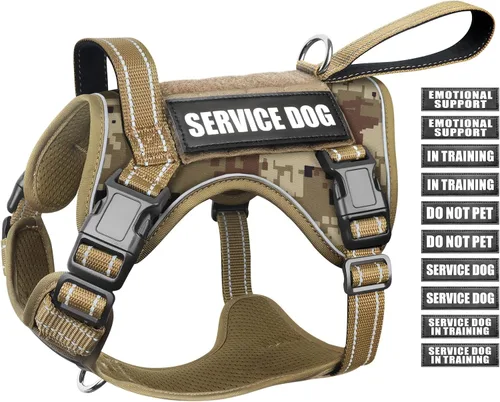 Vista 11 de WINSEE Arnés táctico para perro, arnés sin tirones para perros medianos y grandes con asa y Molle, arnés de servicio militar para perros pequeños