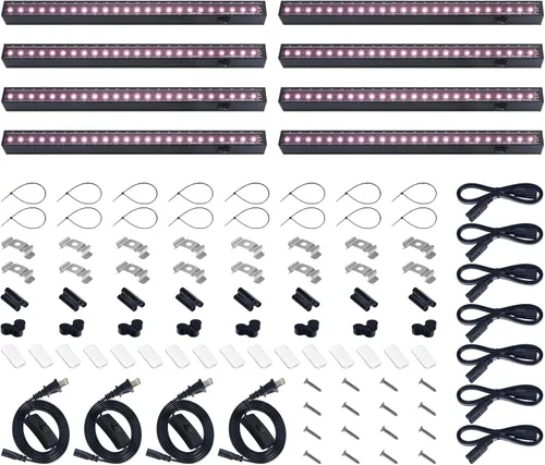 Vista 16 de Barrina Luces de crecimiento T5, lámpara de crecimiento de 1 pie para plantas de interior de espectro completo, bombillas LED de cobertura negra