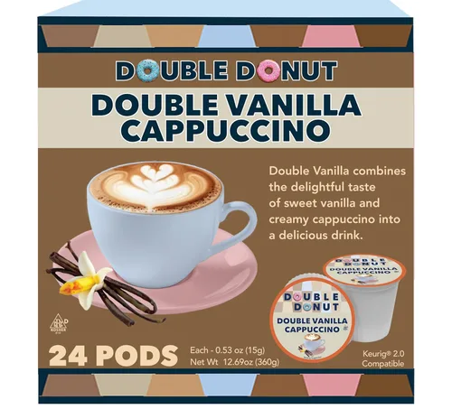 Vista 89 de Double Donut Coffee Cápsulas de Café Half Caff, Cápsulas de Café de Media Cafeína de Porción Individual para Cafeteras Keurig K Cup, Tostado Medio