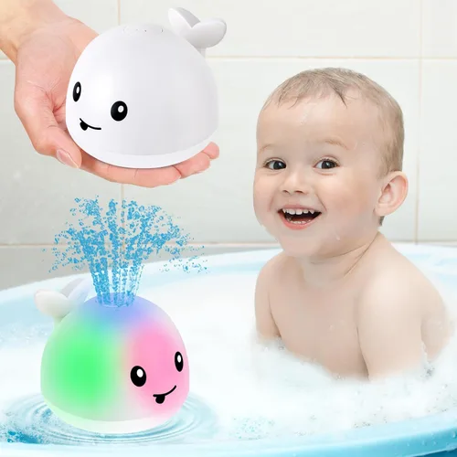Vista 11 de Gigilli - Juguete de baño de ballena, para bebés de 6 a 18 meses, rociador de agua iluminado de juguete, para niños pequeños de 1 a 4 años, regalos