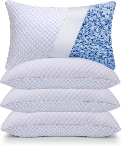 Vista 9 de OSBED Almohada refrescante de espuma viscoelástica triturada, tamaño estándar, loft ajustable con cuentas de gel y funda de Tencel transpirable