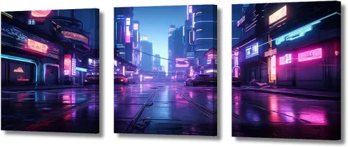 Vista 123 de Lienzo decorativo para pared de sala de estar, lienzo Cyberpunk, decoración de pared de 3 paneles, decoración de pared para el hogar, dormitorio