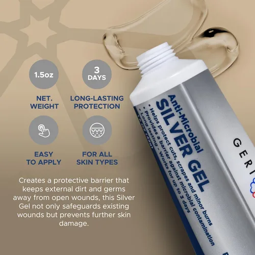 Vista 3 de GeriCare - Gel de plata antimicrobiano Crema para el cuidado de heridas para cortes, raspaduras quemaduras menores, ungüento natural tópico