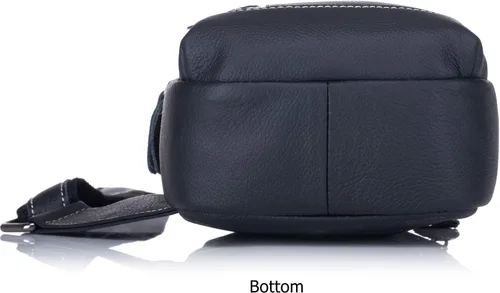 Vista 4 de BULLCAPTAIN Bolso bandolera de cuero genuino para hombre, bandolera para el pecho, mochila de viaje, Negro -, Mochilas Sling