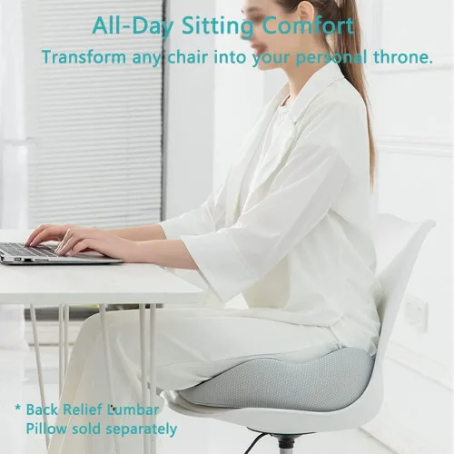 Vista 2 de Cojín de asiento de espuma viscoelástica transpirable para el dolor de espalda, coxis, silla ortopédica de oficina, silla de ruedas, soporte