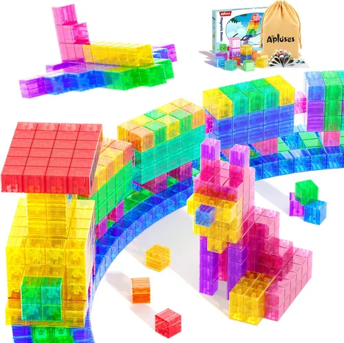 Vista 9 de Apluses Bloques magnéticos para niños, cubos de construcción magnéticos de juguete para educación sensorial STEM para autismo, educación preescolar