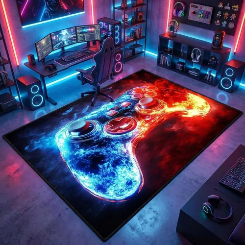 Vista 10 de Alfombra de videojuegos para habitación de niños, alfombra de control de videojuegos, decoración de habitación de jugadores para niños, adolescentes