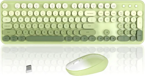 Vista 13 de Combo colorido de teclado y mouse inalámbricos (degradado azul)