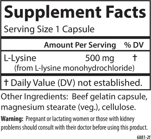 Vista 4 de Carlson Labs L-lisina, 500 mg, 100 cápsulas
