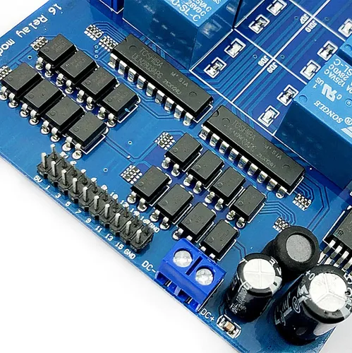 Vista 4 de DEVMO Módulo de placa de interfaz de relé de 12 V y 16 canales Optoacoplador LED LM2576 Power Compatible con Ar-duino DIY Kit PiC ARM AVR