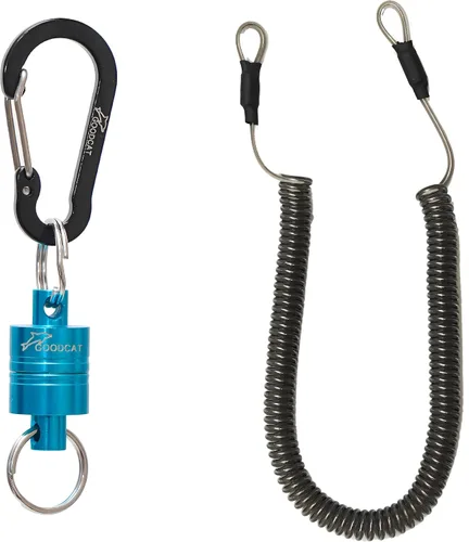 Vista 8 de GOODCAT Strongest Magnetic Fly Fishing Net Release - Retractable Coiled Lanyard with Carabiner, Magnet Keychain Clip Retractor