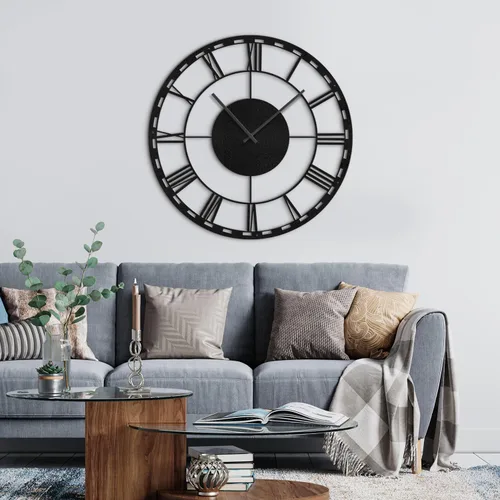 Vista 19 de Reloj de pared de metal, arte de pared silencioso, funciona con pilas, números grandes, escultura de pared, colgantes, decoración del hogar