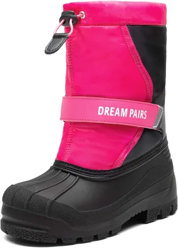 Vista 8 de DREAM PAIRS - Botas de nieve para invierno, resistentes al agua, a media pantorrilla, para niños y niñas pequeños y grandes Negro