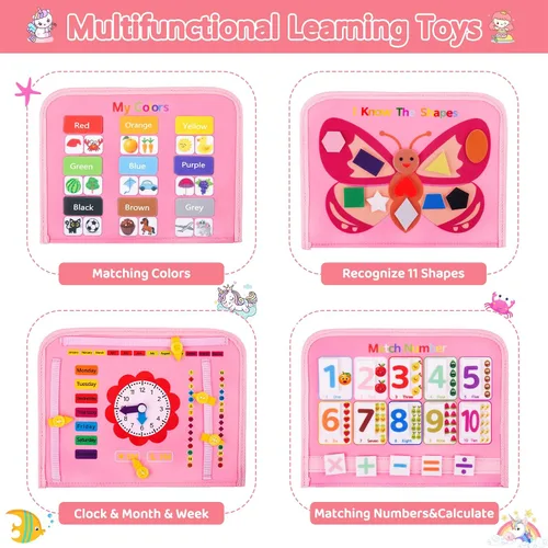 Vista 3 de HONGDDY Juguetes Montessori para niños pequeños, juguete de mesa sensorial para aprender habilidades motoras finas, libros silenciosos, juguetes