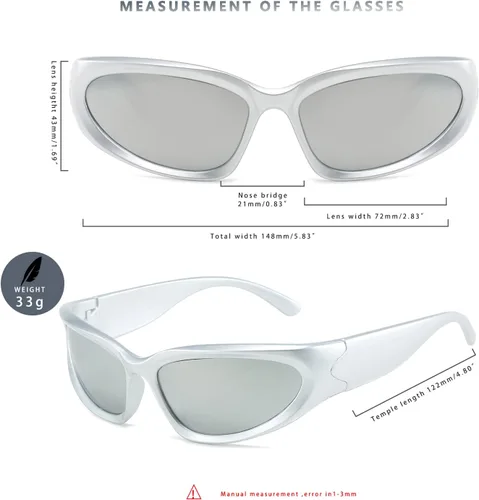 Vista 6 de LASPOR Gafas de sol deportivas envolventes para mujeres y hombres, lentes deportivos Y2K