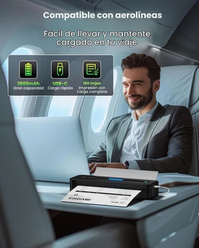Vista 6 de Itari Impresoras portátiles inalámbricas M832 para viajes, 8.5 x 11, color Negro