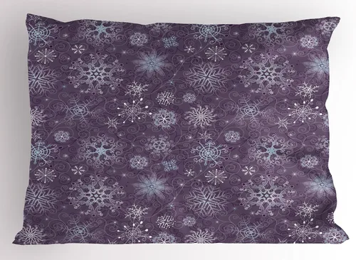Vista 25 de Ambesonne Juego de 2 fundas de almohada navideñas, diseño de estrellas de Navidad y copos de nieve, letras retro, ropa de cama de microfibra