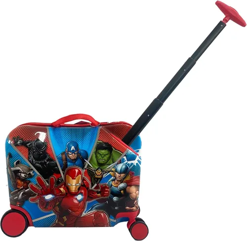 Vista 3 de Fast Forward Marvel Heroes Ride on Suitcase for Kids, 18'' Suitcase with Seat for Kids, Cute Lightweight Kids Travel Suitcase Trolley