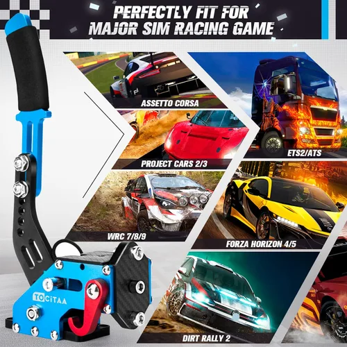 Vista 6 de 64 Bit USB Handbrake, Upgraded PC Sim Racing Games Handbrake for Logitech G25 G27 G29 G920 G923 Thrustmaster T500 T300, with Hall Sensor, with Clamp