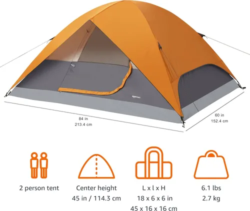 Vista 5 de Amazon Basics Tienda de Campaña, Diseño de Domo para 3 Estaciones con Sobretecho