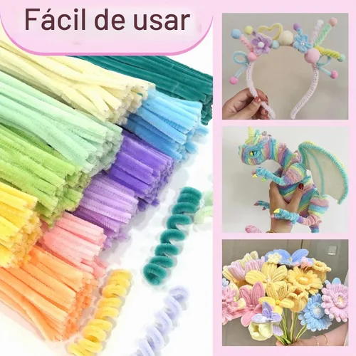 Vista 7 de Limpiapipas pastel, 500 unidades, 10 tallos de chenilla surtidos para manualidades Esquema de color de caramelo de macaron
