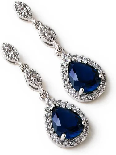 Vista 2 de A+O Elegantes pendientes de cristal de circonita cúbica en plata, oro, oro rosa