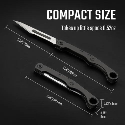 Vista 3 de KeyUnity KK13 - Cuchilla de precisión para manualidades, mango de titanio, mini herramienta de corte para manualidades, proyectos de bricolaje