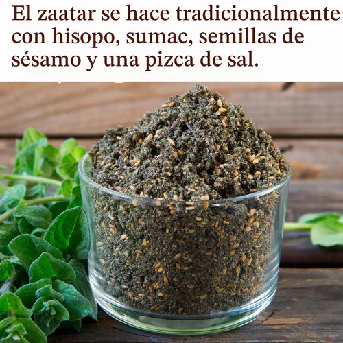 Vista 2 de The Spice Way - Real Zaatar con mezcla de especias de hisopo 4 oz (sin tomillo que se utiliza como sustituto de hisopo). Con zumaque. Sin
