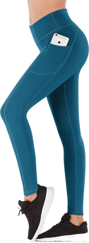 Vista 2 de IUGA Pantalones deportivos para yoga y entrenamiento para mujer, de talle alto, con control de abdomen, bolsillos, tela elástica en 4direcciones