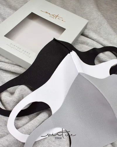 Vista 7 de VIRTUE CODE Grayscale Cloth Face Mask for Adults Pack 3 Loungewear Masks Washable Fabric Face Mask Reusable