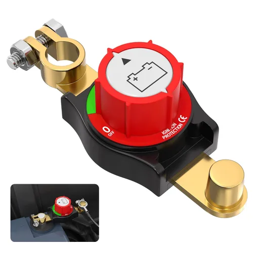 Vista 7 de Joinfworld Interruptor de desconexión de batería de poste lateral, 12 V-48 V, 275 A, impermeable, interruptor de corte de batería marina, 12