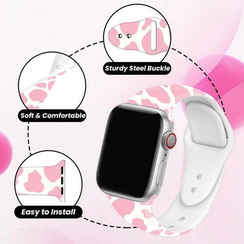 Vista 3 de Bonitas correas de reloj compatibles con Apple Watch de 1.496 pulgadas, 1.575 pulgadas, 1.614 pulgadas, 1.654 pulgadas, 1.732 pulgadas, 1.772