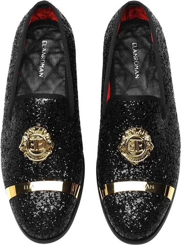 Vista 2 de ELANROMAN Mocasines con purpurina para hombre, estilo Oxford, a la moda, casual, para bodas, fiestas, graduaciones