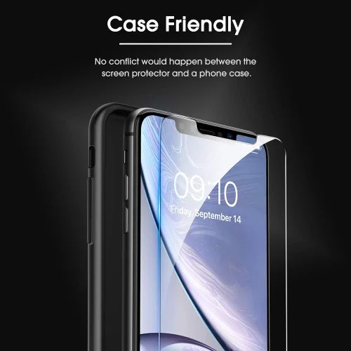 Vista 5 de OMOTON Paquete de 3 protectores de pantalla diseñados para iPhone 11 y iPhone XR (6.1 pulgadas), protección de vidrio templado mejorada, compatible
