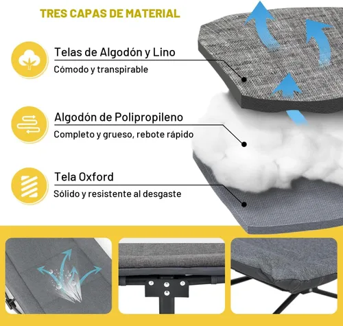 Vista 4 de ATORPOK Catre de camping para adultos con cojín y almohada, cama plegable portátil para dormir, catre ligero para tienda con bolsa de transporte que