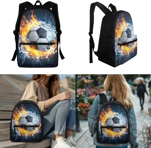 Vista 274 de FOR U DESIGNS Fuego baloncesto impreso niños escuela mochilas viaje mochila libro bolsa