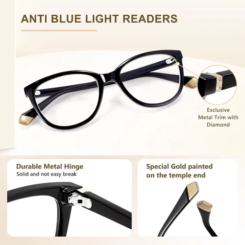Vista 3 de EASY READ - Lentes de Lectura para Mujeres, Lentes de Computadora con Bloqueo de Luz Azul de Ojo de Gato