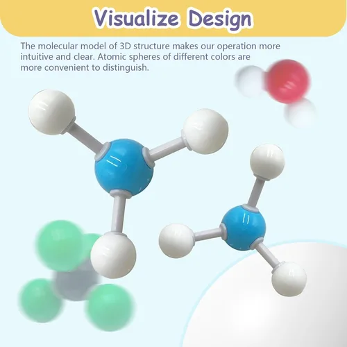 Vista 4 de Kit de 240 piezas de modelo molecular, conjunto de elementos de química atómica inorgánica, estructura molecular química orgánica, kit