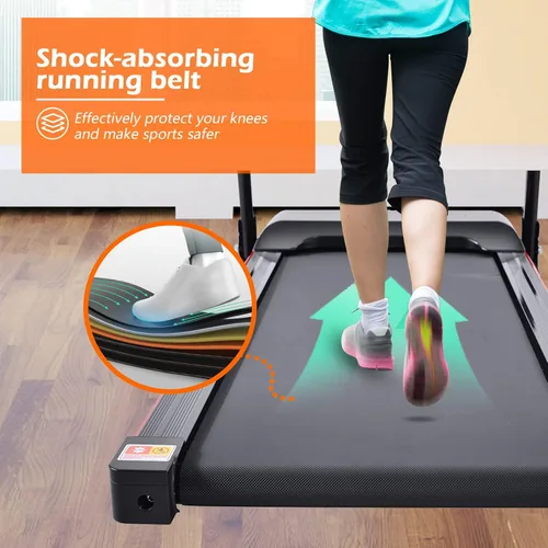 Vista 3 de Cinta de correr plegable para el hogar para entrenamiento en casa, pantalla LCD de 5 pulgadas, cubierta de correr absorbente de golpes, soporte