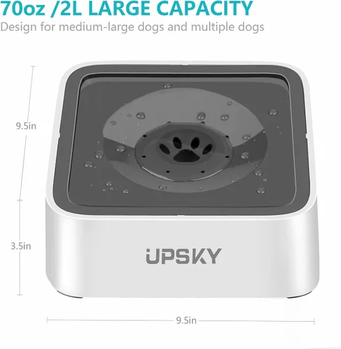 Vista 9 de UPSKY - Cuenco de agua antiderrames de 70 onzas para perros, alimentador