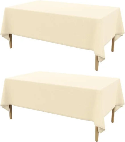Vista 37 de AUSSPVOCT 2 manteles de lino texturizado para mesa rectangular, 52 x 70 pulgadas, mantel rectangular impermeable, lavable, tela para mesa