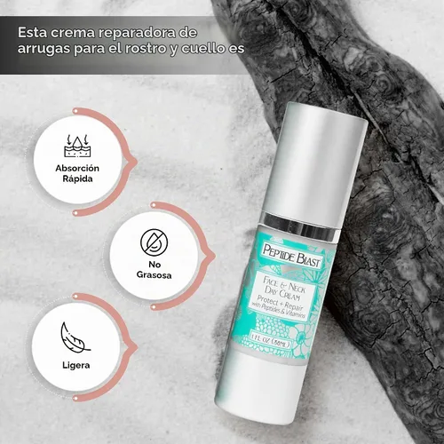 Vista 3 de Crema de día Peptide Blast llena de péptidos de colágeno y vitaminas C y E, para cara y cuello, 1 oz.