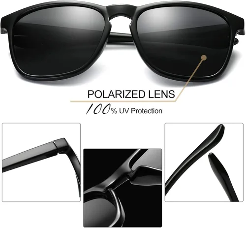 Vista 5 de Joopin Lentes de sol polarizados grandes y cuadrados para hombres, lentes de sol grandes de moda para mujer, protección UV, lentes de sol unisex