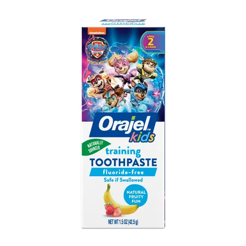 Vista 5 de Orajel Pasta dental de entrenamiento para niños Elmo & Paw Patrol, sin flúor, sabores divertidos afrutados, tubos de 1.5 onzas, 1 recomendado por