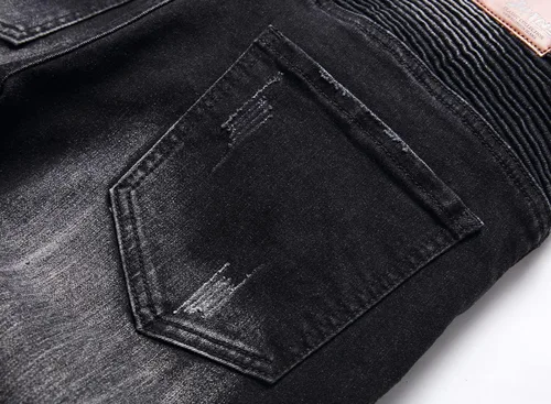 Vista 6 de Liuhond Skinny Slim Fashion - Jeans elásticos de motociclista de Hip Hop con agujeros rectos rasgados.