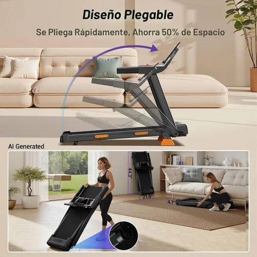 Vista 6 de CURSOR FITNESS Cintas de correr inclinadas al 16% para el hogar con 3