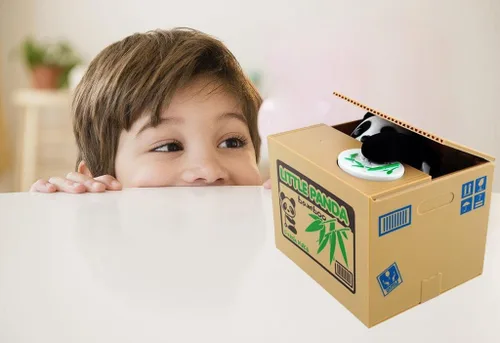 Vista 3 de HmiL-U - Caja de dinero para robar monedas de centavos, centavos, gato, hucha de voz para Navidad, regalo de cumpleaños para niños