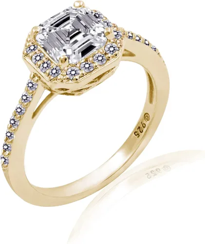 Vista 2 de Tienda Collection Sterling Silver Infinite Elements Cubic Zirconia Asscher Center Halo Ring