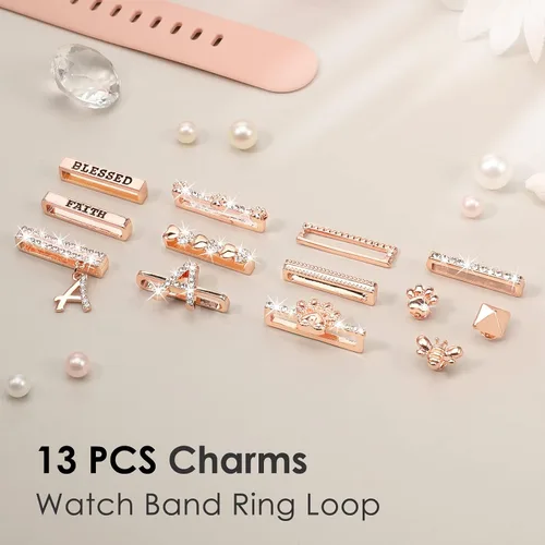 Vista 2 de 13 Pack de dijes para reloj Compatible con correas de Apple Watch/Samsung Galaxy/Google Pixel/Fitbit Versa/Sense, bucles de metal para iWatch Series